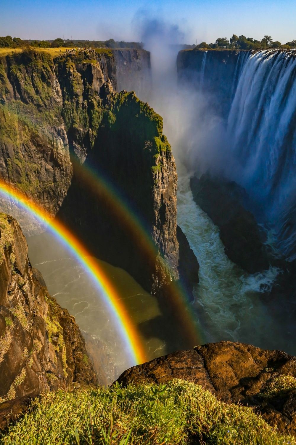 A double rainbow over the gorge at Victoria Falls
